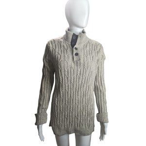 Tasso Elba Mock Neck Buttoned Neckline 100% Cotton Cable knit sweater sz M